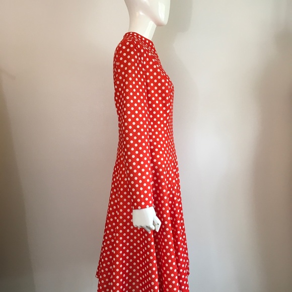 Vintage 1960s 1970s Mod Polka Dot Red White Dress - Picture 6 of 7